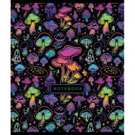 Тетрадь А5 48л. ПЗБМ скоба, клетка, фольга, TWIN лак, Грибочки (микс в спайке), 23768