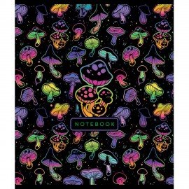 Тетрадь А5 48л. ПЗБМ скоба, клетка, фольга, TWIN лак, Грибочки (микс в спайке), 23768