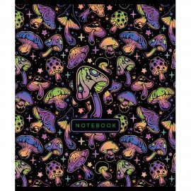 Тетрадь А5 48л. ПЗБМ скоба, клетка, фольга, TWIN лак, Грибочки (микс в спайке), 23768