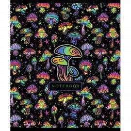 Тетрадь А5 48л. ПЗБМ скоба, клетка, фольга, TWIN лак, Грибочки (микс в спайке), 23768