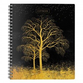 Тетрадь А5 96л. ПЗБМ гребень, клетка, мат. лам., фольга, брайль, Золотая осень (микс, 23331