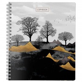 Тетрадь А5 96л. ПЗБМ гребень, клетка, мат. лам., фольга, брайль, Золотая осень (микс, 23331