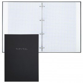 Тетрадь на кольцах БОЛЬШАЯ 215х305мм А4, 100л, обложка картон, клетка, BRAUBERG, Minimal Black, 405408