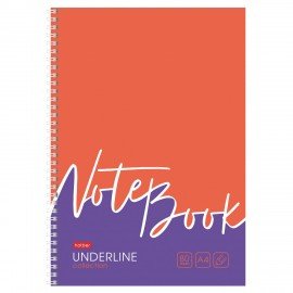 Тетрадь А4 80л. HATBER гребень, клетка, обложка картон, жесткая подложка, Underline (микс), 077006, 80Т4В1гр
