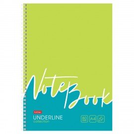 Тетрадь А4 80л. HATBER гребень, клетка, обложка картон, жесткая подложка, Underline (микс), 077006, 80Т4В1гр