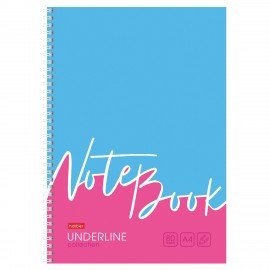 Тетрадь А4 80л. HATBER гребень, клетка, обложка картон, жесткая подложка, Underline (микс), 077006, 80Т4В1гр