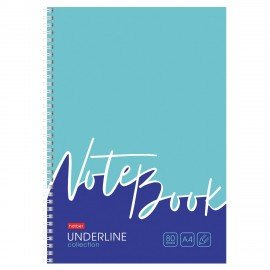 Тетрадь А4 80л. HATBER гребень, клетка, обложка картон, жесткая подложка, Underline (микс), 077006, 80Т4В1гр