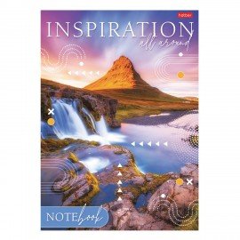 Тетрадь А4 80л. HATBER скоба, линия, глянцевая ламин., тиснение, Вдохновение вокруг (микс), 083173, 80Т4лтВ2