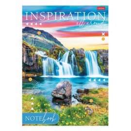 Тетрадь А4 80л. HATBER скоба, линия, глянцевая ламин., тиснение, Вдохновение вокруг (микс), 083173, 80Т4лтВ2