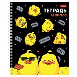 Тетрадь А5 48л. HATBER гребень, клетка, выборочный лак, Мы-утята! (микс в спайке), 079683, 48Т5вмВ1гр