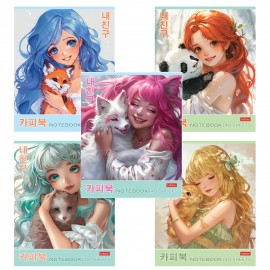 Тетрадь А5 48л. HATBER скоба, клетка, Soft-touch ламинация, Милый друг (микс в спайке), 089131, 48Т5лВ1