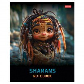 Тетрадь А5 48л. HATBER скоба, клетка, глянцевая ламинация, Шаманы (микс в спайке), 088374, 48Т5лВ1