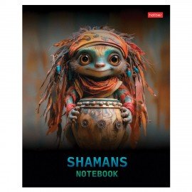 Тетрадь А5 48л. HATBER скоба, клетка, глянцевая ламинация, Шаманы (микс в спайке), 088374, 48Т5лВ1