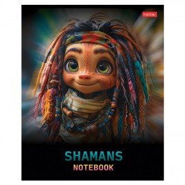 Тетрадь А5 48л. HATBER скоба, клетка, глянцевая ламинация, Шаманы (микс в спайке), 088374, 48Т5лВ1