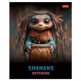 Тетрадь А5 48л. HATBER скоба, клетка, глянцевая ламинация, Шаманы (микс в спайке), 088374, 48Т5лВ1