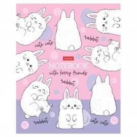 Тетрадь А5 48л. HATBER скоба, клетка, матовая ламинация, Пушистые хвостики (микс в спайке), 079183, 48Т5лВ1