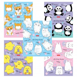 Тетрадь А5 48л. HATBER скоба, клетка, матовая ламинация, Пушистые хвостики (микс в спайке), 079183, 48Т5лВ1