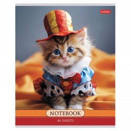 Тетрадь А5 48л. HATBER скоба, клетка, обложка картон, Котики-артисты (микс в спайке), 085664, 48Т5В1