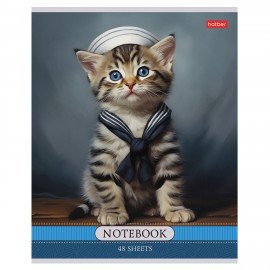 Тетрадь А5 48л. HATBER скоба, клетка, обложка картон, Котики-артисты (микс в спайке), 085664, 48Т5В1