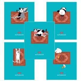 Тетрадь А5 48л. HATBER скоба, клетка, обложка картон, На ковре (микс в спайке), 088375, 48Т5В1