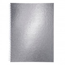 Тетрадь бумвинил А4 96л. гребень, офсет №1, клетка, СЕРЕБРО Metallic, HATBER, 077198, 96Т4бвВ1гр