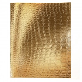 Тетрадь бумвинил А5 48л. скоба, офсет №1, клетка, ЗОЛОТО Metallic, тиснение CROCO, HATBER, 065833, 48Т5бвВ1