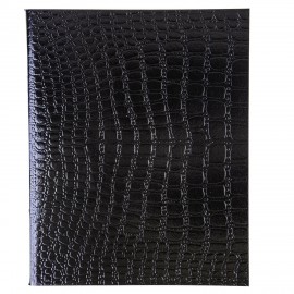 Тетрадь бумвинил А5 48л. скоба, офсет №1, клетка, ЧЕРНАЯ Metallic, тиснение CROCO, HATBER, 072232, 48Т5бвВ1
