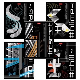 Тетрадь обложка пластик с печатью, А5 80л. скоба, клетка, HATBER, Хештег (микс в спайке), 090260, 80Т5В1пл