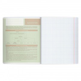 РЕЗЕРВ Тетрадь предметная MonoPastel 48л, пластиковая обложка, БИОЛОГИЯ, клетка, подсказ, BRAUBERG, 405504