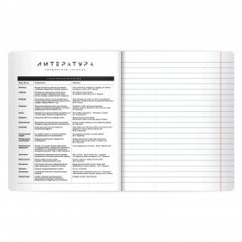 Тетрадь предметная BLACK MODE 48л, пластиковая обложка, ЛИТЕРАТУРА, линия, подсказ, BRAUBERG, 405522