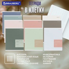 Тетради предметные, КОМПЛЕКТ 12 ПРЕДМЕТОВ 48л, пластиковая обложка, BRAUBERG "MonoPastel", 405540