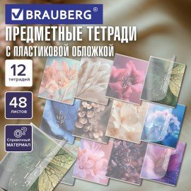 Тетради предметные, КОМПЛЕКТ 12 ПРЕДМЕТОВ 48л, пластиковая обложка, BRAUBERG "PURE NATURE", 405543