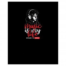 Тетрадь А5 48л. HATBER скоба, клетка, выборочный лак, Music is my life (микс в спайке), 091471, 48Т5вмВ1