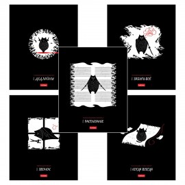 Тетрадь обложка пластик, А5 48л. скоба, клетка, HATBER, Кот-самурай (микс в спайке), 091461, 48Т5В1пл