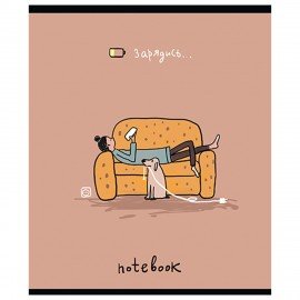 Тетрадь А5 48л. ПЗБМ скоба, клетка, матовая ламинация, брайль, Зарядись (микс в спайк, 22587