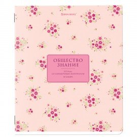 Тетрадь предметная BLOSSOM 48л, рельефный картон, ОБЩЕСТВО, клетка, подсказ, BRAUBERG, 405591
