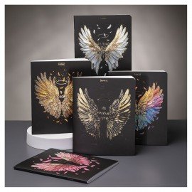 Тетрадь А5 48л. HATBER скоба, клетка, матовая ламинация, 3D фольга, Крылья ангела (ми, 48Т5лофВ1