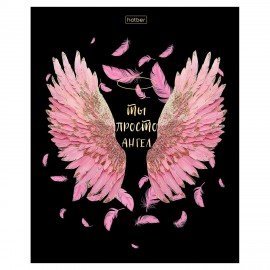 Тетрадь А5 48л. HATBER скоба, клетка, матовая ламинация, 3D фольга, Крылья ангела (ми, 48Т5лофВ1