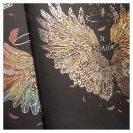 Тетрадь А5 48л. HATBER скоба, клетка, матовая ламинация, 3D фольга, Крылья ангела (ми, 48Т5лофВ1