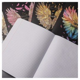 Тетрадь А5 48л. HATBER скоба, клетка, матовая ламинация, 3D фольга, Крылья ангела (ми, 48Т5лофВ1