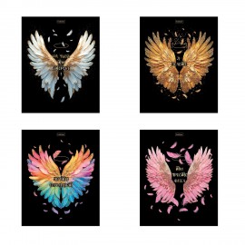 Тетрадь А5 48л. HATBER скоба, клетка, матовая ламинация, 3D фольга, Крылья ангела (ми, 48Т5лофВ1