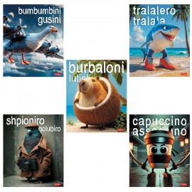 Тетрадь А5 48л. HATBER скоба, клетка, обложка картон, Brain rot content (микс в спайк, 48Т5В1