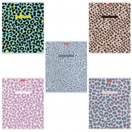 Тетрадь А5 48л. HATBER скоба, клетка, обложка картон, тиснение, LEO-принт (микс в спа, 48Т5тВ1