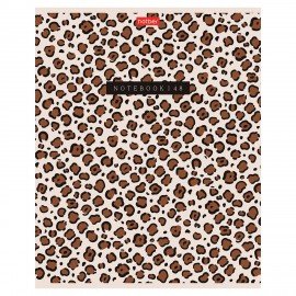 Тетрадь А5 48л. HATBER скоба, клетка, обложка картон, тиснение, LEO-принт (микс в спа, 48Т5тВ1