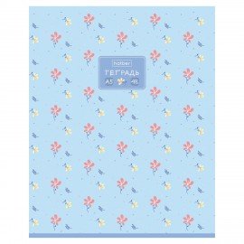 Тетрадь А5 48л. HATBER скоба, клетка, обложка картон, тиснение, Цветочный орнамент (м, 48Т5тВ1