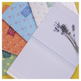 Тетрадь А5 48л. HATBER скоба, клетка, обложка картон, тиснение, Цветочный орнамент (м, 48Т5тВ1