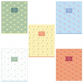 Тетрадь А5 48л. HATBER скоба, клетка, обложка картон, тиснение, Цветочный орнамент (м, 48Т5тВ1