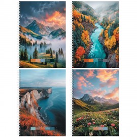 Тетрадь А4 96 л. STAFF College гребень, клетка, офсет №2 ЭКОНОМ, обложка картон, ПРИРОДА, 405619