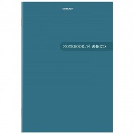Тетрадь А4, 96 л., ОФИСМАГ скоба, клетка, обложка картон, СИНЯЯ, 405637