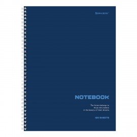 Тетрадь А4, 120 л., BRAUBERG, гребень, клетка, матовая ламинация, "Классика Blue", 405643